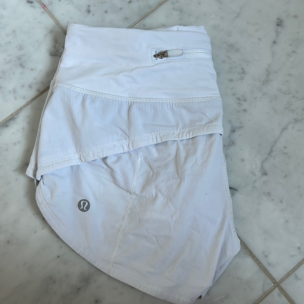 Lululemon low rise 2.5 white speed ups~ SIZE 0